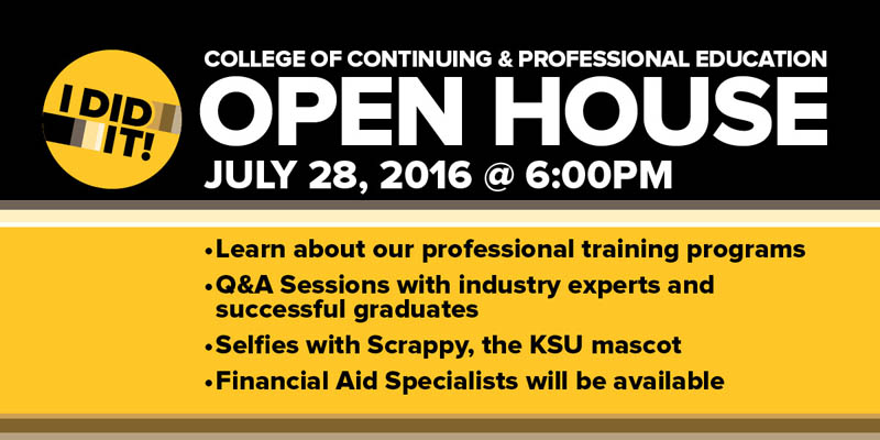 OPEN HOUSE AT KSU’S CONTINUING EDUCATION SET FOR JULY 28