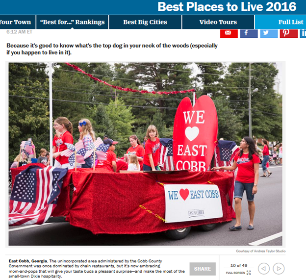 East Cobb Named Best Place To Live in GA