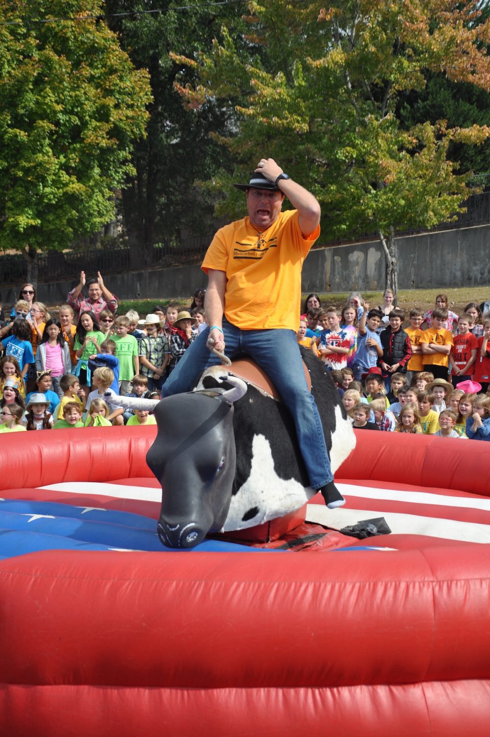 Shallowford Falls Elementary Principals Ride Mechanical Bull EAST COBBER