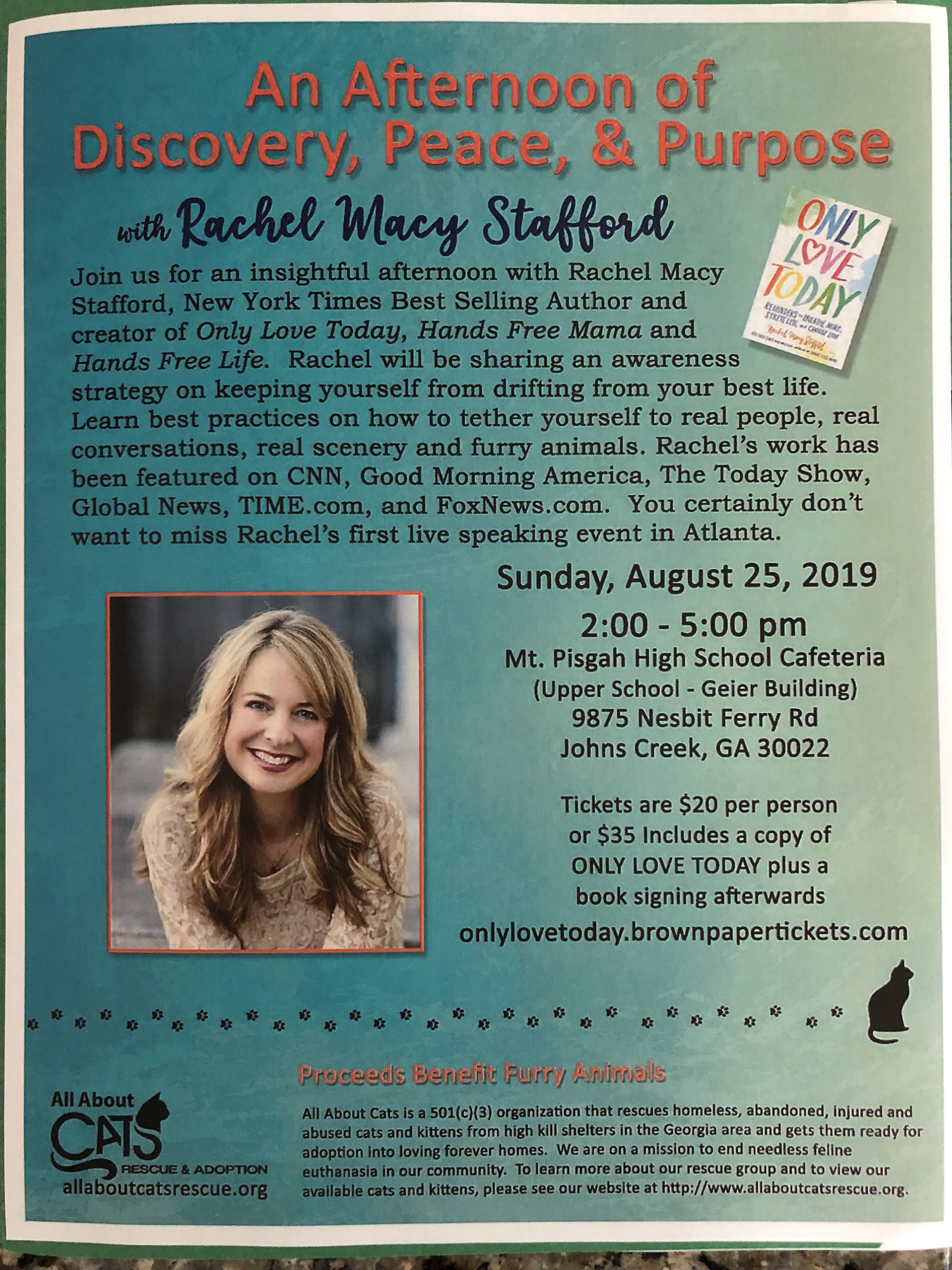 An Afternoon of Discovery, Peace & Purpose with Rachel Macy Stafford