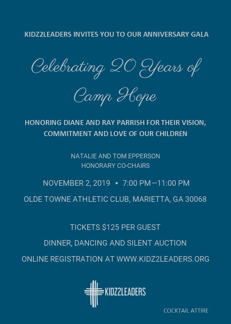 Kidz2Leaders Anniversary Gala "Celebrating 20 Years of Camp Hope"
