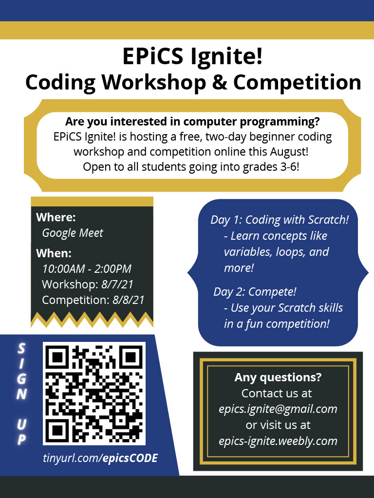 EPiCS Ignite! to Offer Free Online Coding Workshop and Project Competition for 3rd – 6th Graders