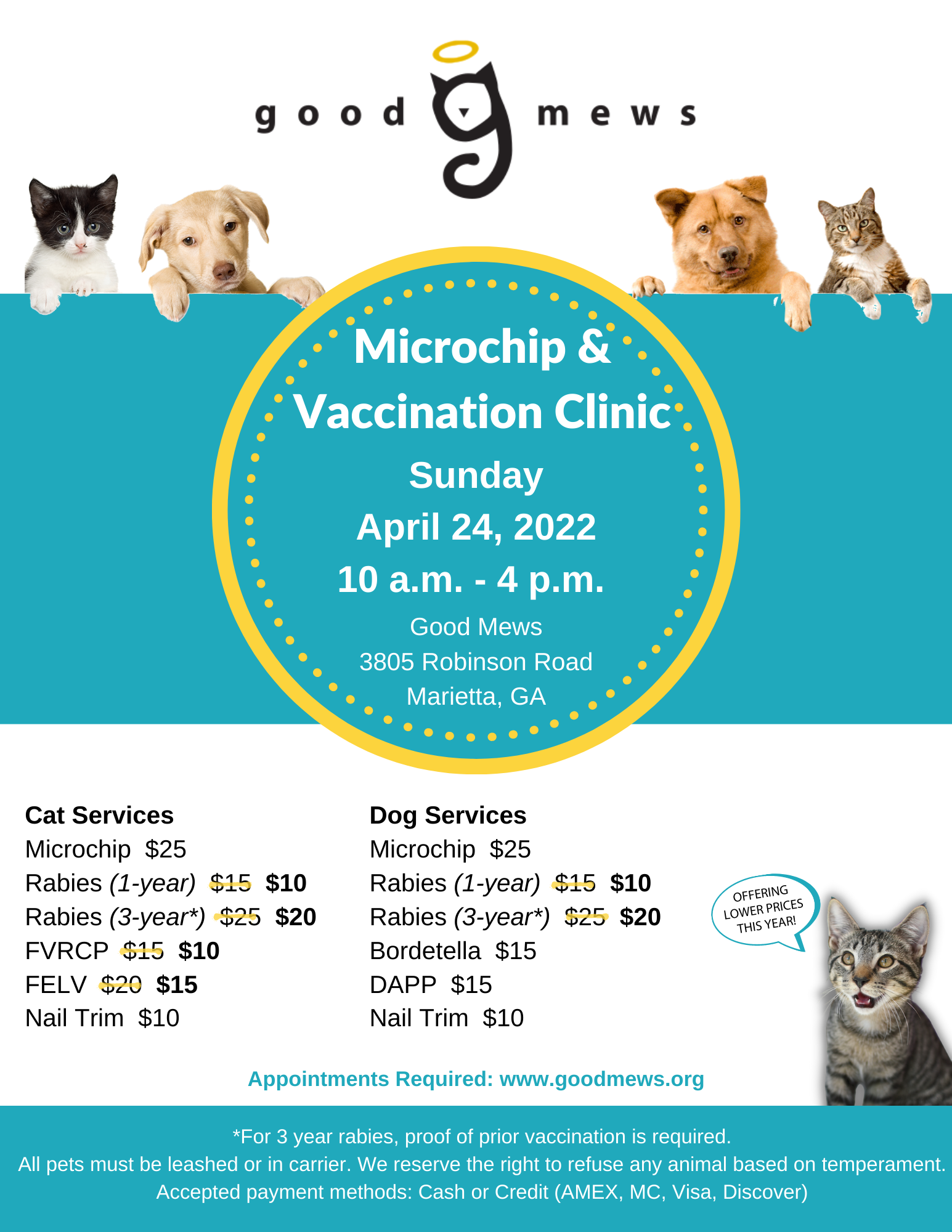 Microchip & Vaccination Clinic - Open to Dogs & Cats