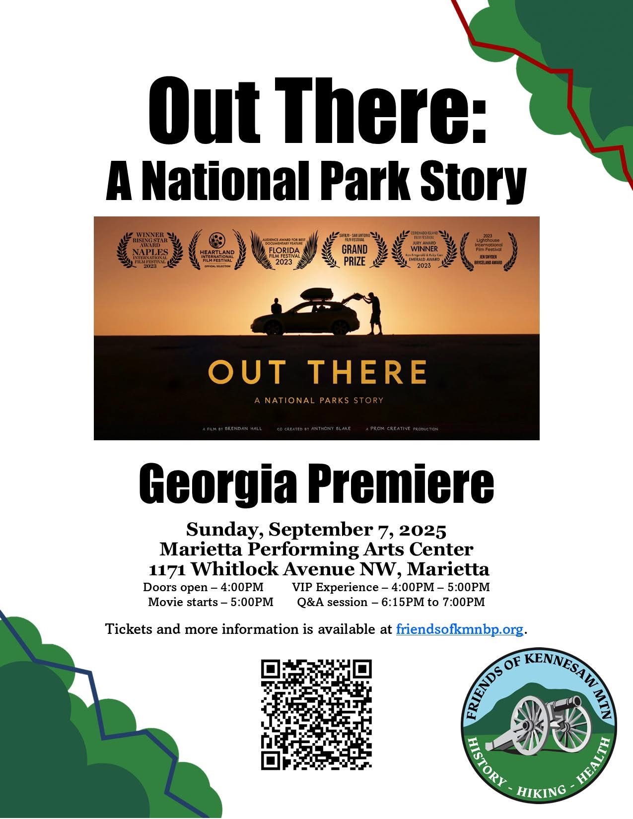 Georgia Premiere of National Parks Film "Out There" coming to Marietta September 7th