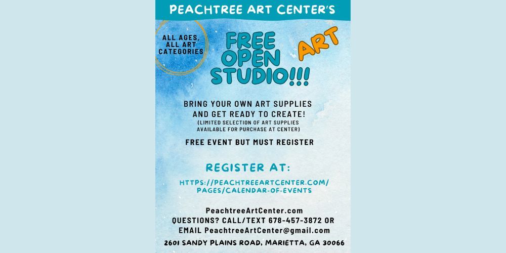 FREE Open Art Studio at Peachtree Art Center in Marietta | All Art Types Welcome – Bring Your Supplies