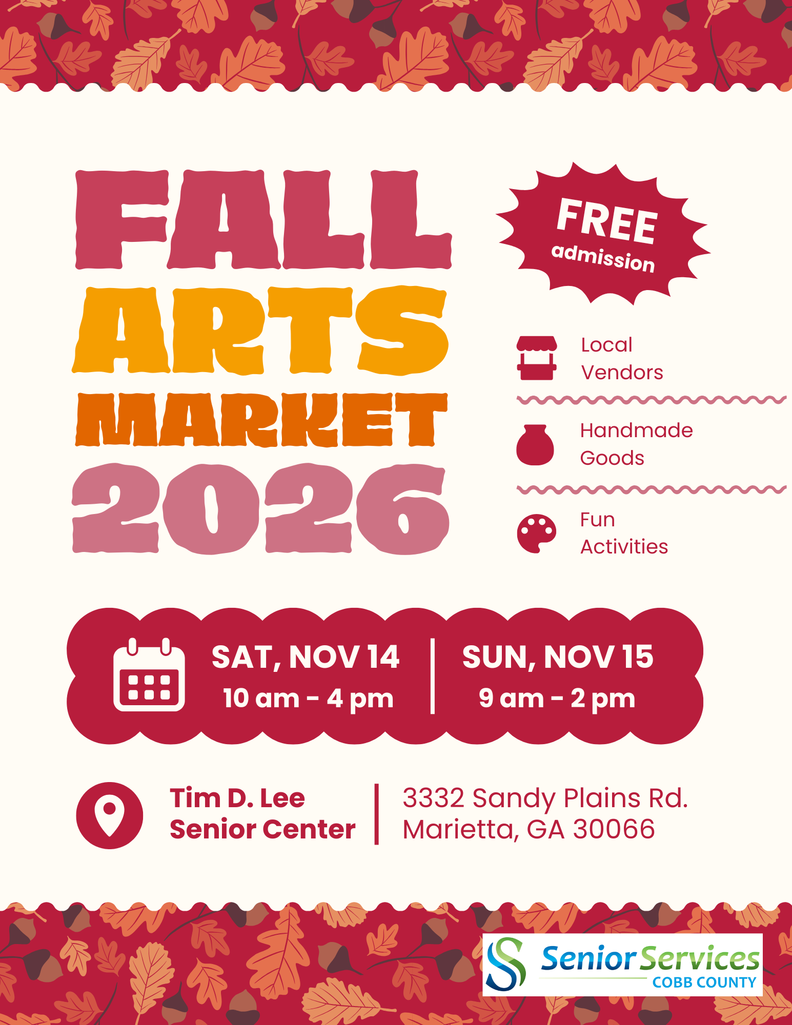 Fall Art Market at Tim D. Lee Senior Center